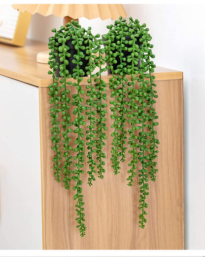 iToids 1 Pack Artificial Hanging Plants, Fake Potted Hanging String of Pearls Vine - Ideal for Home, Living Room, Office, Shelf, Farmhouse, Outdoor, Indoor Decor - Perfect Decor for All Seasons