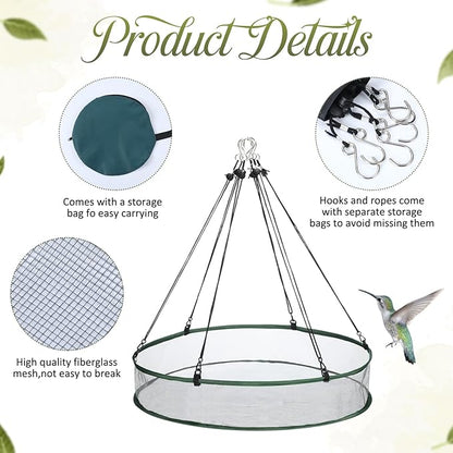 FoldTier 1 Pieces Universal Wild Bird Seed Catcher Hanging Hoop Platform Bird Seed Catcher Tray for Hummingbird Feeders Bee Feeder Outdoor Garden Accessories (24 Inch)