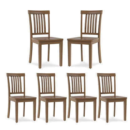 COLAMY Wooden Dining Chairs Set of 6, Solid Rubberwood Kitchen & Dining Room Chairs, Farmhouse Rustic Side Chairs for Dining Table, Anti-Slip Protection, Classic Windsor Style Seating, Oak Light Brown