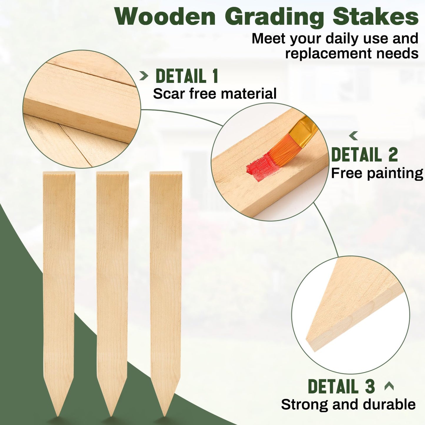 Colingmill 72 Pieces Wooden Garden Stakes Bulk 12 Inch Grade and Survey Stakes Wooden Garden and Sign Posts for Plant Support Silt Yard Fence Farm Survey Boundaries Baselines