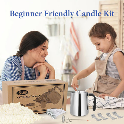 SAEUYVB Candle Making Kit Supplies, Natural Candle Wax for Candle Making - Soy Wax DIYCandle Making for Adults, Including 5lbs Soy Wax Flakes, Pouring Pot, Start Candle Kit for Adults, Beginners