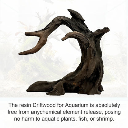Obantrsz Aquarium Driftwood Decor Set - 1 Anubias Resin Model & 3Pcs Small Natural Driftwood 2-4 inch for Aquascaping, Fish Tank Landscape Design