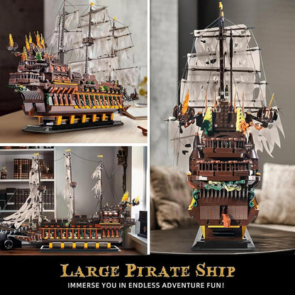 Mould King Large Pirates Ship Model Building Blocks Kits, MOC Dutchman Building Block Pirate Ship Construction Set to Build, Toys Gift for Age 14+/Adult Collections Enthusiasts (4364+Pieces)