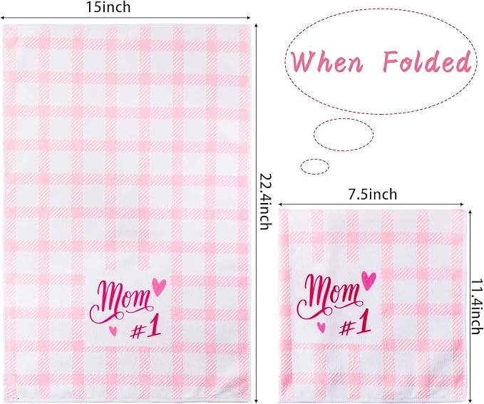 R HORSE 5Pcs Best Mom Kitchen Dish Towel Set Mother Pink Floral Absorbent