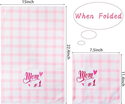 R HORSE 5Pcs Best Mom Kitchen Dish Towel Set Mother Pink Floral Absorbent