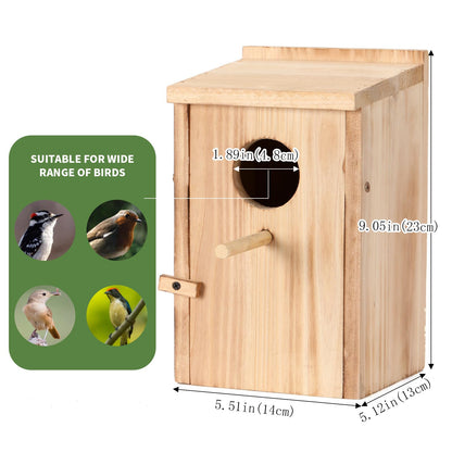 2 Pack Bird Houses for Outside, Wooden Birdhouse Kit with Front Clean-Out Door, Solid Wood Outdoor Nesting Box for Backyard Birdwatching