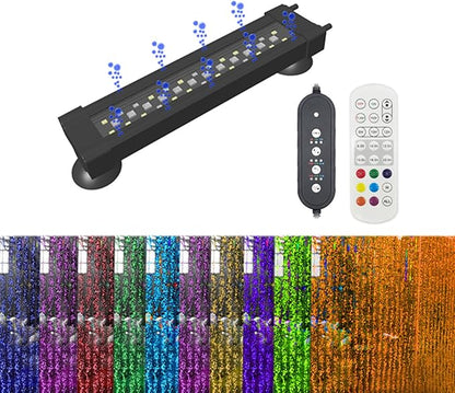 Submersible Aquarium Light for Fish Tank,24/7 Mode Full Spectrum LED Fish Tank Light with Air Bubble Hole RGB Color Changing Brightness Timer Adjustable,23.6inch 16W Fish Light