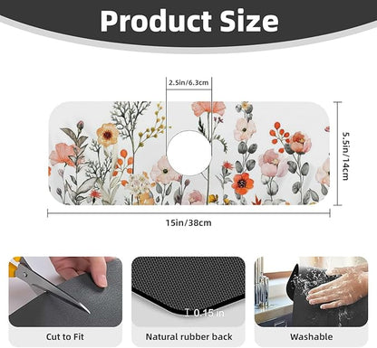 2Pcs Dish Drying Mats Faucet Mats Sets Large Size Coffee Mats Sink Faucet Mat