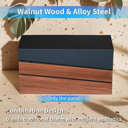 Wall-Mount Mailbox, Wood-Grain Metal Panel, Rust Resistant Large Capacity House Mailbox, Modern Drop Mailboxes for Outside, Metal Post Box (No Keys Locking)
