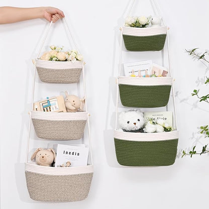 Hanging Storage Baskets, Over the Door Basket, Cotton Wall Baskets Storage