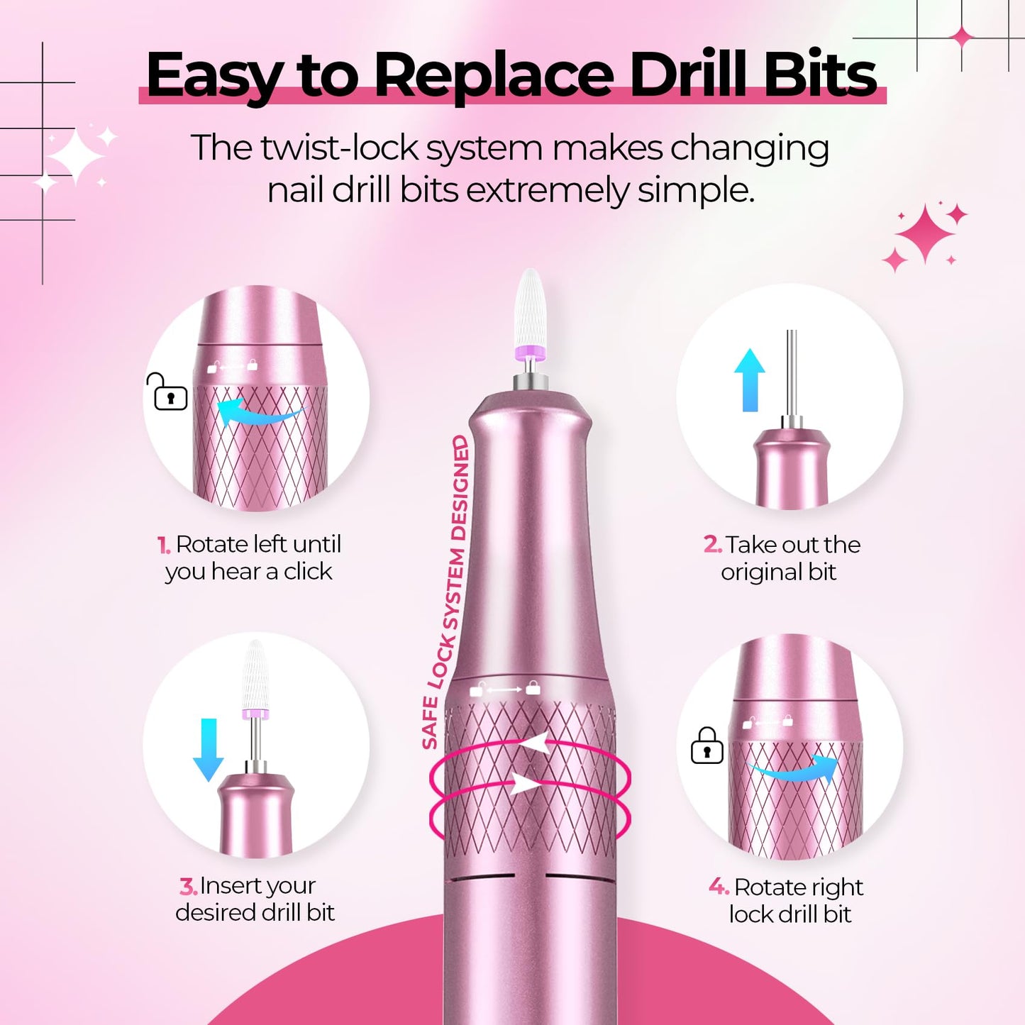 40000RPM Electric Nail File Drill Professional Kit, Drill Machine with LCD Display, Manicure Pedicure Polishing Acrylic Gel Nail Grinder for Salon, Home Use