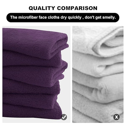 MOONQUEEN Microfiber Facial Cloths Fast Drying Washcloth 12 Pack