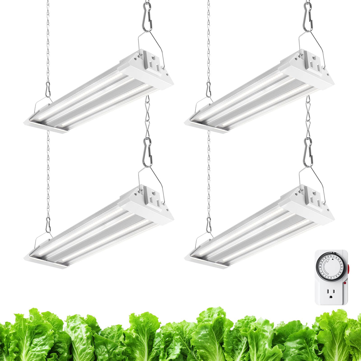 Barrina TX18 Grow Light Strip, 72W (4 x 18W), 5000K Full Spectrum, 1FT, with Timer, Linkable, Aluminium and PC