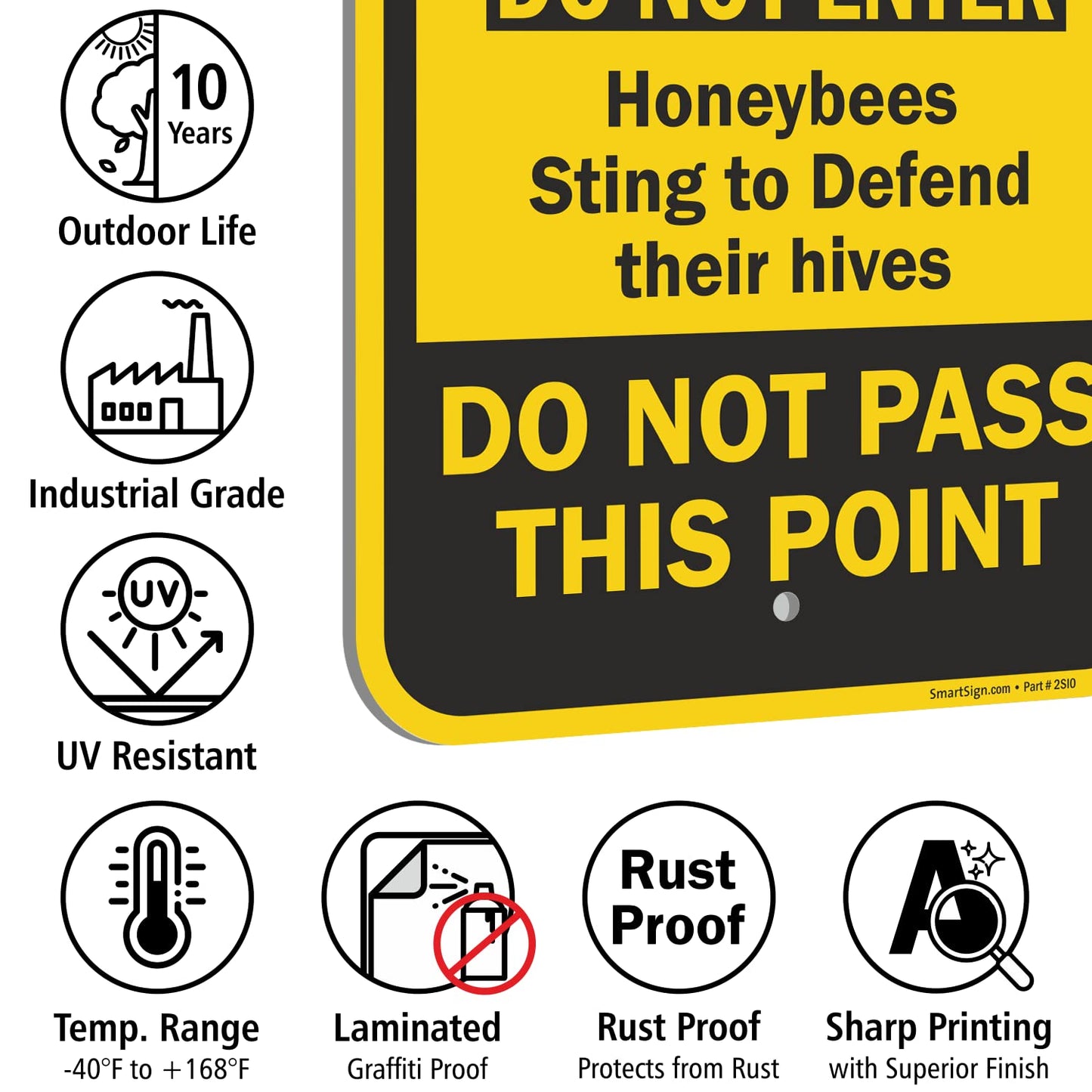 SmartSign "Do Not Enter, Honeybees Sting To Defend Their Hives" Sign | 12" x 18" Aluminum