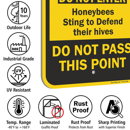 SmartSign "Do Not Enter, Honeybees Sting To Defend Their Hives" Sign | 12" x 18" Aluminum