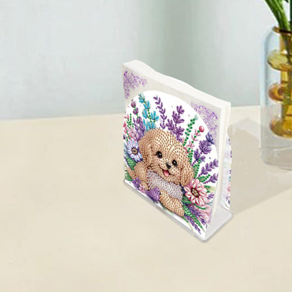 TDFERAN Diamond Art Napkin Holder, DIY Puppy Acrylic Tissue Storage Box for Table, Diamant Painting Kits Cocktail Napkin Holder, Diamond Painting for Paper Holders, Kitchen Decor