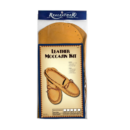 Realeather Adult Moccasin Leathercraft Kit, 10-11, Golden Tan