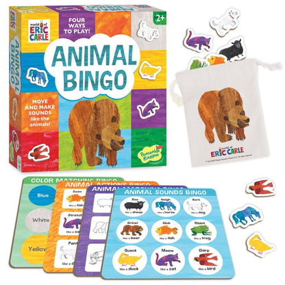World of Eric Carle: Animal Bingo Game – Wooden Toddler Bingo Set Featuring Brown Bear – Learn Animal Sounds, Movements, Colors & Matching – Preschool Game for Ages 2+