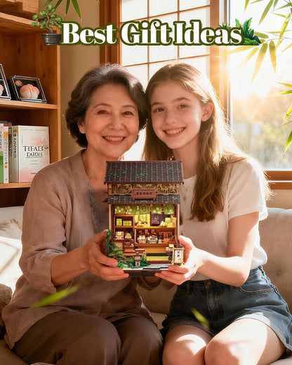 Endless Limit Book Nook Kit - DIY Miniature Japanese Wagashi Shop, 3D Wooden Puzzle Dollhouse with LED Lights, Tiny Bookend & Creative Bookshelf Decor, Craft Gift for Adults, Teens & Book Lovers