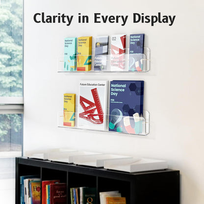 HIIMIEI Brochure Holder Wall Mount, 2-Pack Acrylic Modular Flyer, Pamphlet Display Stand with Magnetic Brass Bolts, Dual Installation Options, and Designed for Schools, Studios, and Community Spaces