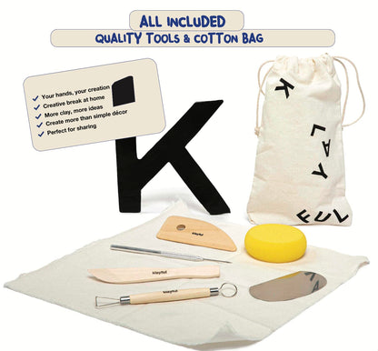 KLAYFUL Pottery Kit for Adults – 6,6lbs Air Dry Clay Pottery Set with Tools, Paints & Brushes – DIY Arts & Crafts Kit for Beginners & Couples | Creative Gift Set for Relaxing Date Night Crafts