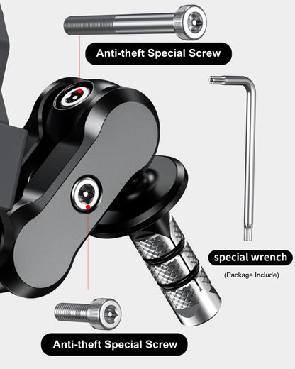 BRCOVAN Anti-Theft Motorcycle Fork Stem Phone Mount Holder with Vibration Dampener & High-Speed Secure Lock, Heavy Duty, Adjustable Size, Big Phone Friendly, Fit for 5.4-7.2'' Cellphone