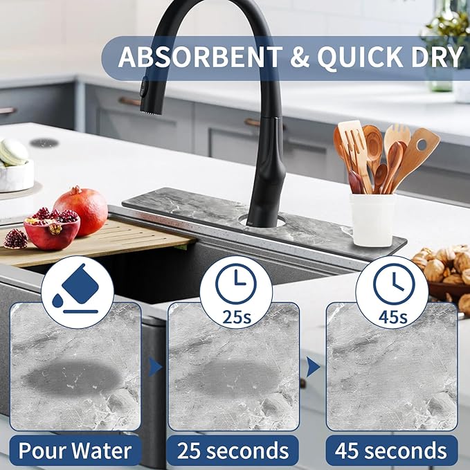 Kitchen Sink Splash Guard: Kitchen Faucet Mat, Diatomaceous Earth Sink Faucet