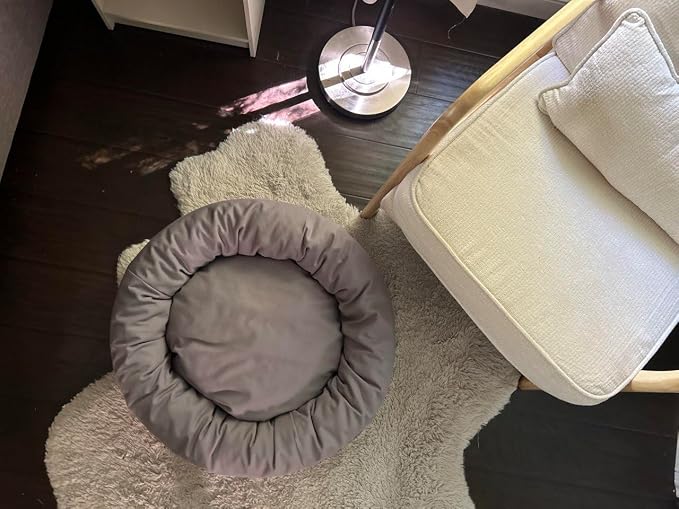 Organic Cotton Canvas Dog Bed: Removable Cover, Natural Fill - Made in USA (Blue Gray, Large 35" x 8" inches)