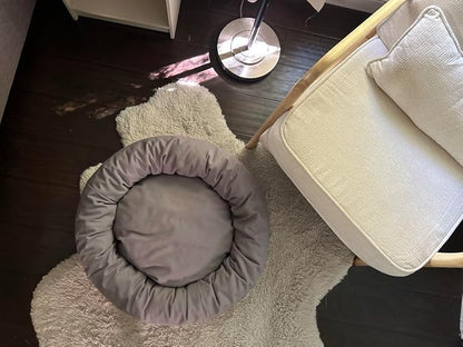 Organic Cotton Canvas Dog Bed: Removable Cover, Natural Fill - Made in USA (Blue Gray, Large 35" x 8" inches)