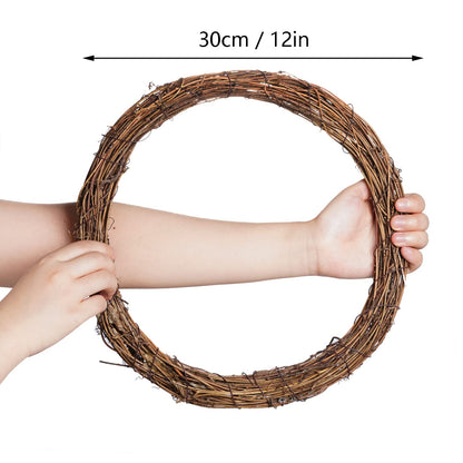 Grapevine Wreath Set, Marrywindix 2 Pieces Natural Vine Branch Wreath Christmas DIY Rattan Wreath Garland for Christmas Holiday Craft Wedding Decor (12 in.)