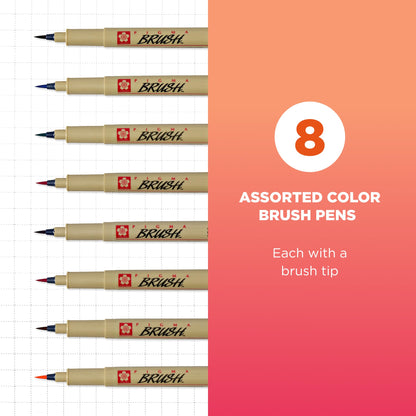 SAKURA Archival Brush Pens, 8 Set, Colors may vary, 8 Piece