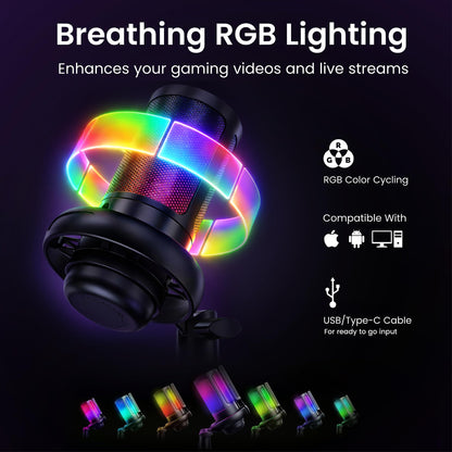 Webcam Streaming Kit with USB RGB Microphone & LED Light – 1080P 30FPS Streaming Camera Bundle for Twitch, YouTube, Podcasting, WFH – PC & Mac Compatible