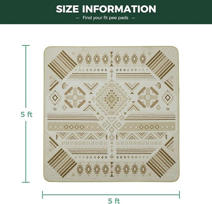FXW Washable Pee Pads for Dogs, Puppy Pads with Super Absorbent, Specifically Designed for FXW Rollick/Homeplus 24 inch 8 Panels Dog Playpen, 63" Square, Khaki Geometric, 1 Pack