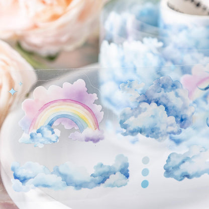 AuriicLeaf Cloud PET Tape Set, 6 Rolls Pre-Cut Sky Ephemera for Junk Journaling, Scrapbooking, Crafting, DIY Projects, Diaries, and Art Supplies