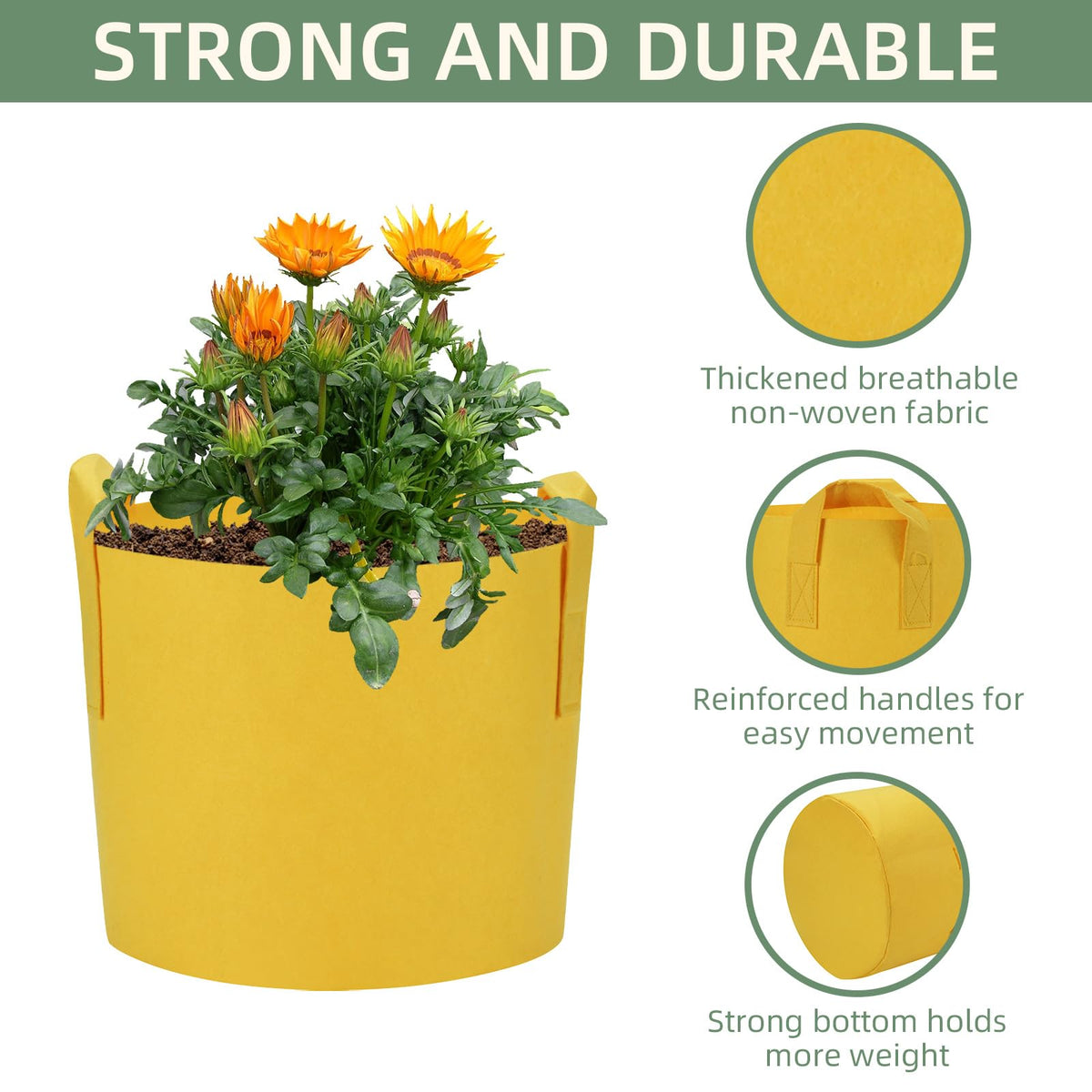 LITLANDSTAR 7-Pack 5 Gallon Colorful Grow Bags, Thickened Nonwoven Plant Fabric Pots with Handles, Heavy Duty Garden Planting Bag for Vegetable, Herbs & Flowers, Come with 4 Colors