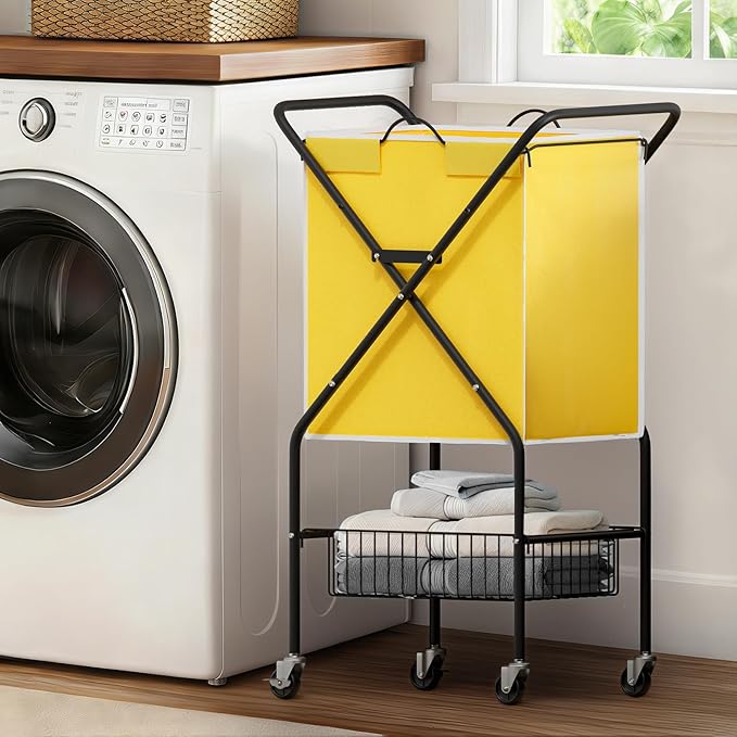 Convenient Laundry Basket with Wheels, Heavy Duty Dirty Clothes Laundry Hamper