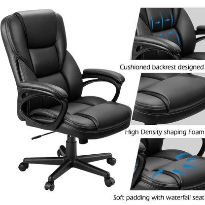 Furmax Office Executive Chair High Back Adjustable Managerial Home Desk Chair, Swivel Computer PU Leather Chair with Lumbar Support