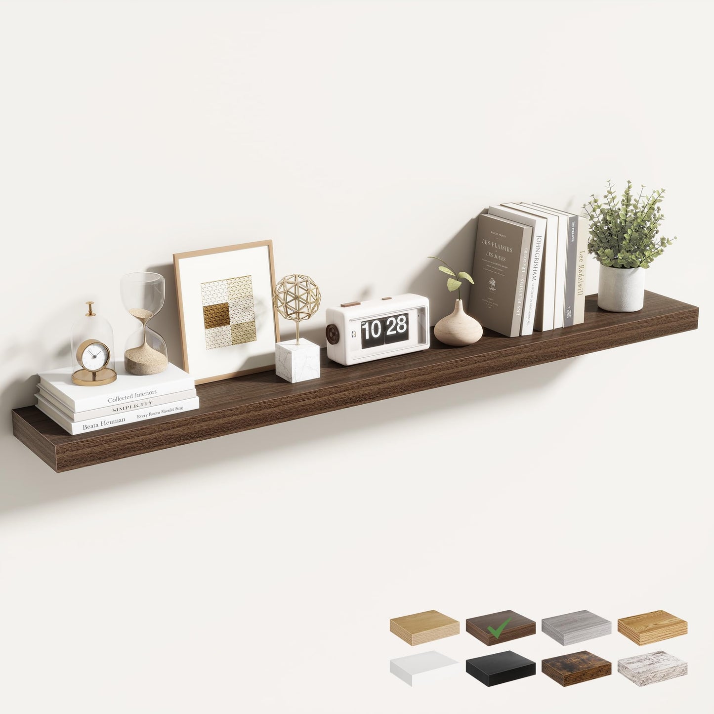 Acovy 48 Inch Floating Shelves for Wall 1 Pack, 48" Wall Shelves for Books, Storage, Decor, Wall Mounted Floating Shelf with Invisible Brackets for Kitchen, Living Room, Walnut
