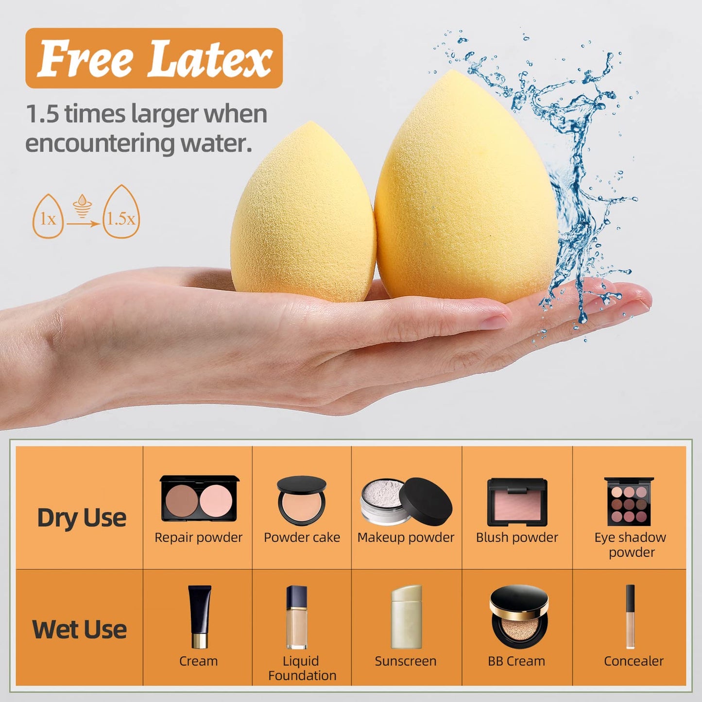 Makeup Sponge Set BS-MALL with Storage Case 7 Pcs for Liquid, Cream, and Powder,SAVE Foundation with 1 Mini Makeup Sponge For Travel Daily Use (A-Pink）