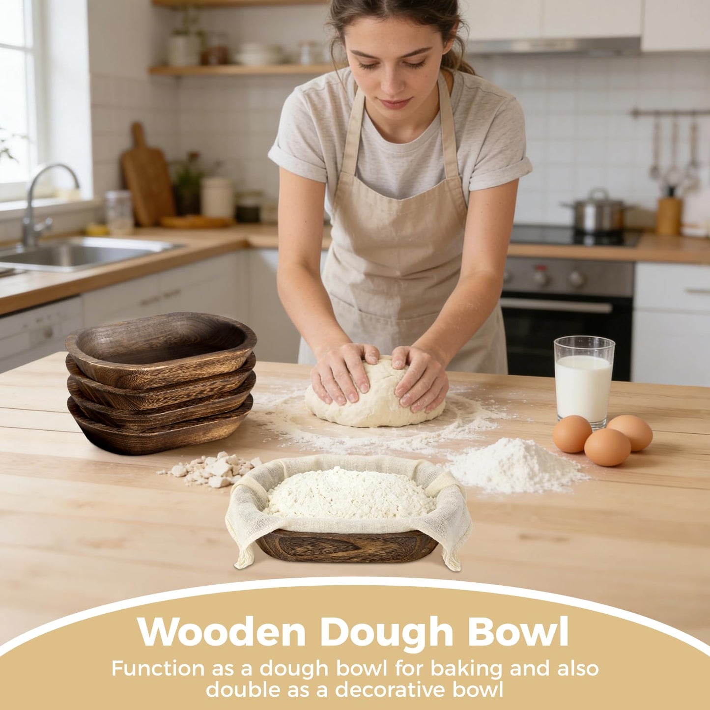 DORMIYA 6 Pack Wooden Dough Bowls for Candle Making - Oval Decor Rustic Bowls for Fruit, DIY Candle, Crafts Making, Farmhouse Wood Trays for Home Decor, 9.4 x 5.5 x 1.6 Inch