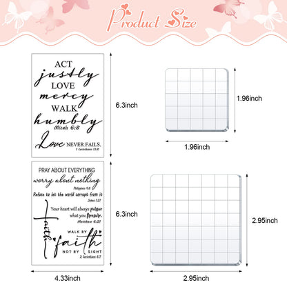 Geyee 8 Pcs Christian Mothers Day Bible Verse Clear Rubber Stamps for Crafting, 6 Sheets Christian Bible Verse Clear Rubber Stamp 2 Pcs Acrylic Blocks for DIY Journal Card Making Scrapbooking Decor