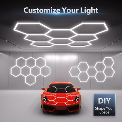 Litezone Hexagon Garage Lights: 245W 35 Pack 8 Grids LED Garage Lights - Easy Install 6500K Super Bright Honeycomb Light for Warehouse, Car Detailing Shop, Exhibition Hall, Gym