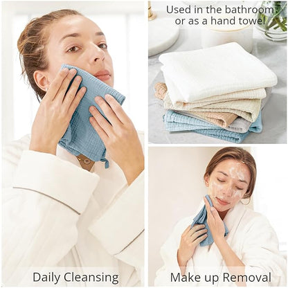 Konssy 7-Pack Ultra Soft Muslin Cotton Face Wash Cloths, Reusable Absorbent