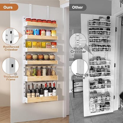 6-Tier Over The Door Pantry Organizer, Heavy-Duty Metal Wall Mount or Hanging