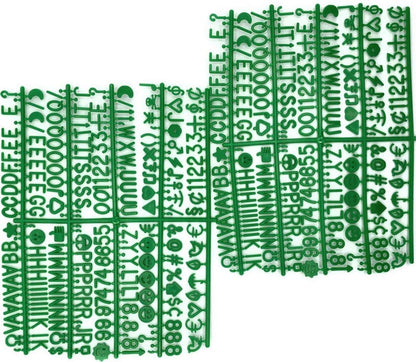Green Letter Set for Changeable Felt Letter Boards, 3/4" 460 Characters (Includes Symbols / Emojis, Numbers, Punctuation) & Burlap Storage Bag