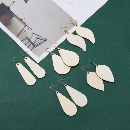 SUNNYCLUE 300Pcs 5 Shapes Unfinished Wooden Earrings Blanks Kit Unfinished Wood Large Charms Pendants Blank with Hole with 100Pcs Earring Hooks 100Pcs Jump Rings for DIY Jewelry Making Birthday Gifts