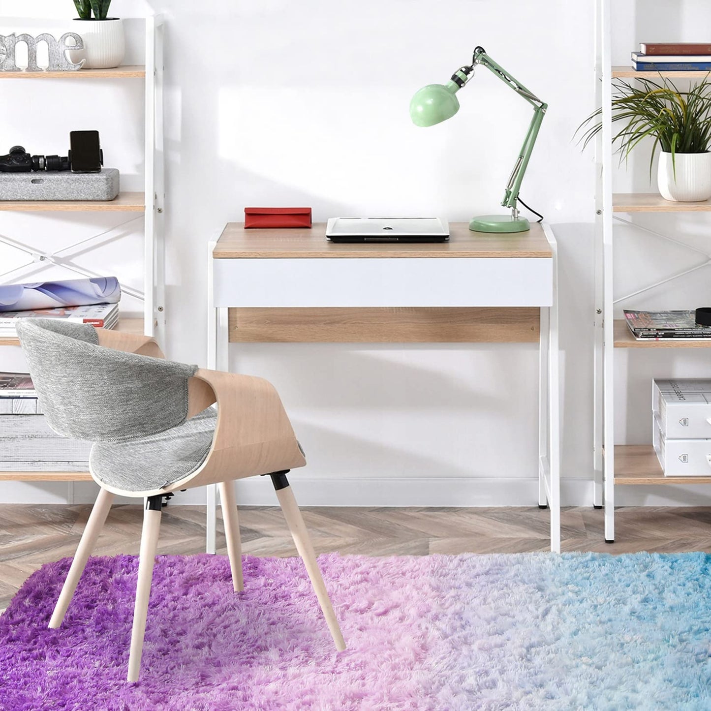 A Nice Night Shaggy Fluffy Faux Fur Area Rug, BluePurple Tie Dye Star Glitter Printed,Soft, Luxurious Carpet Rugs for Nursery Rug, Bedroom, Living Room,5'x7'