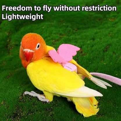 Pet Parrot Bird Harness and Leash, Adjustable Training Design Anti-Bite, Bird Nylon Rope with Cute Wing and Colorful Leash for Parrots Lovebird Cockatiel Conure Budgie (Pink with 157.4inch Leash,S)
