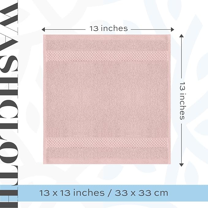 White Classic Luxury Cotton Washcloths 13x13 Inch