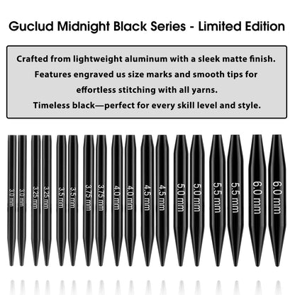 Guclud Interchangeable Circular Knitting Needle Set, 2-Inch Shorties Knitting Needles for Short Sock Knitting, Sizes US 2.5, 3, 4, 5, 6, 7, 8, 9, 10 with Small Cables, Accessories and Case, 9-Pairs